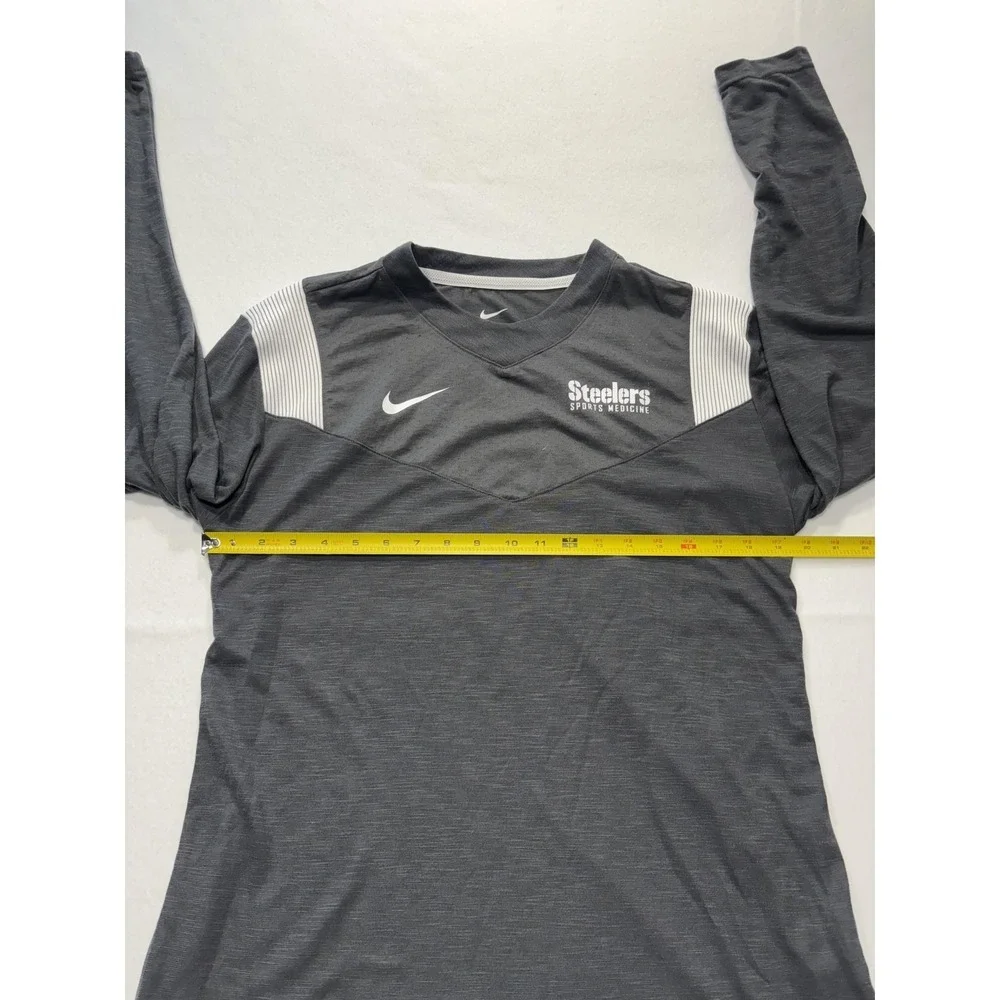 Pittsburgh Steelers Shirt Mens Medium Gray NFL Football Nike Dri Fit Long Sleeve